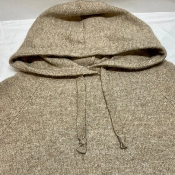 H&M Hooded Sweater Women's Small Oatmeal Heather Oversized Fine Knit Pullover - Picture 9 of 9
